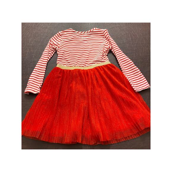 Girls Red Christmas Unicorn Tutu Dress Glitter Skirt Long Sleeve Striped Size 5 - Picture 3 of 6